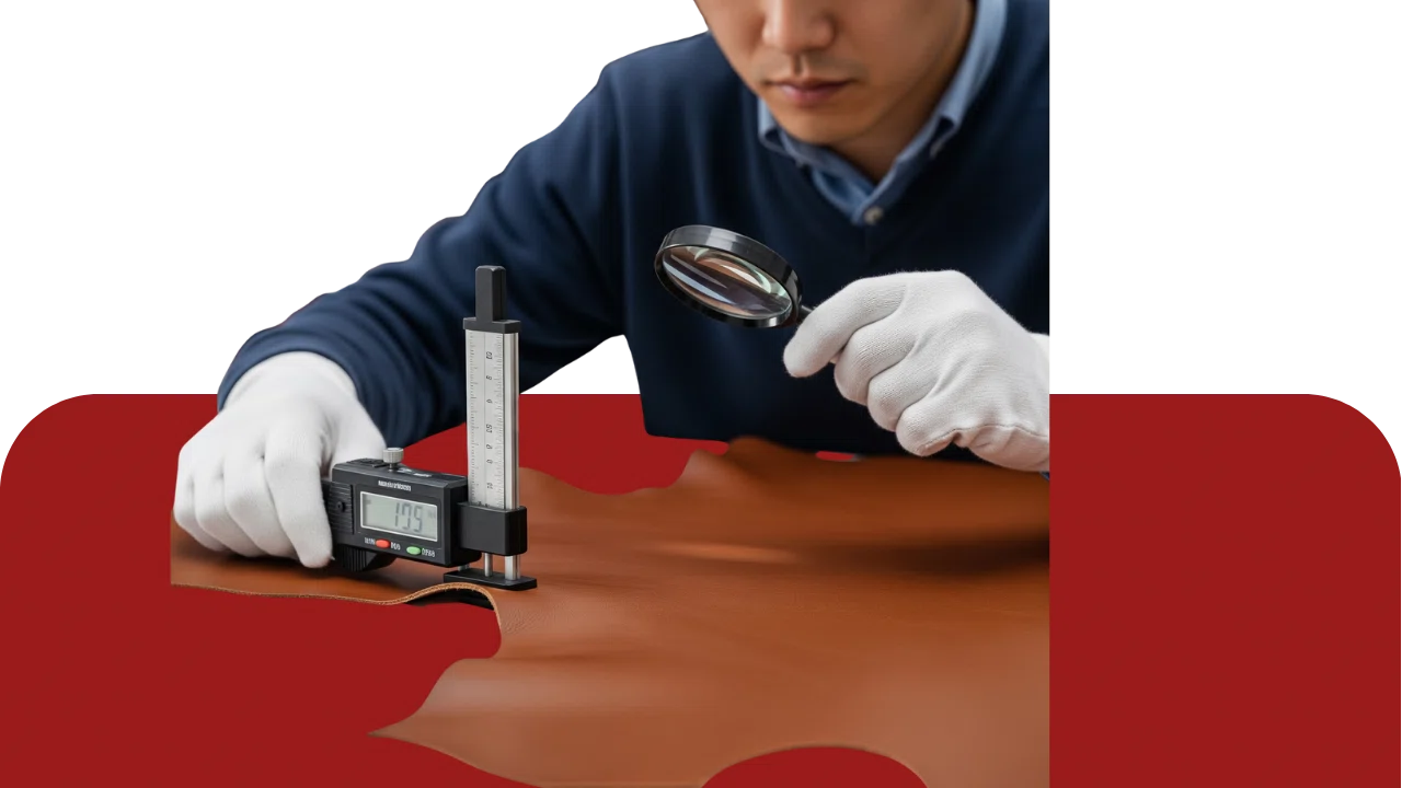 Inspector checking fabric and upholstery